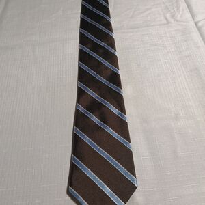 Tommy Hilfiger Brown and Blue Striped Silk Tie